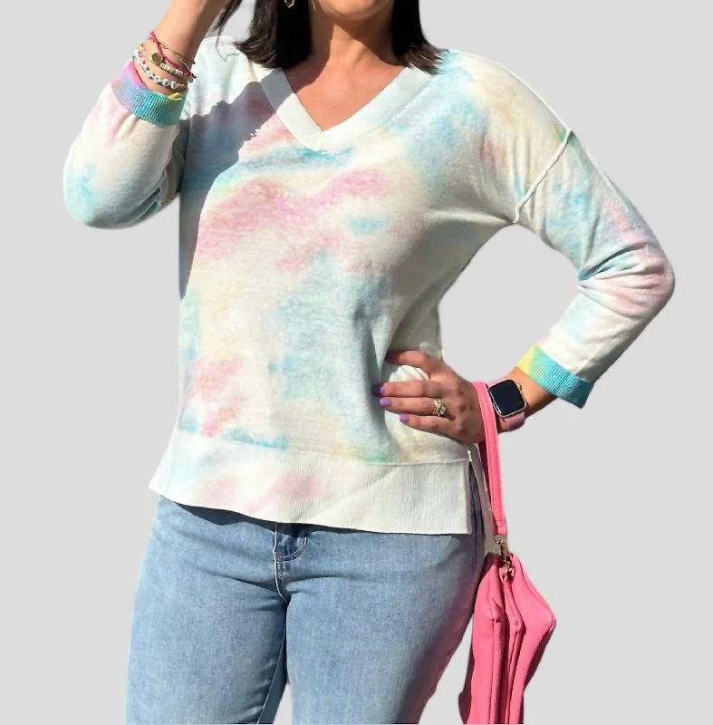 V Neck Sweater In Multi