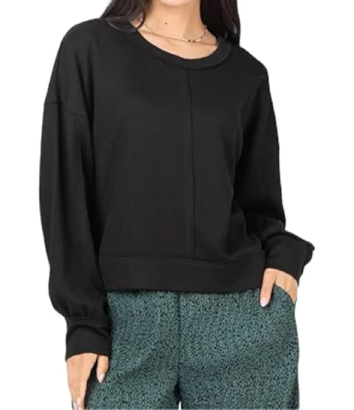 Waffle Knit Sweater In Black