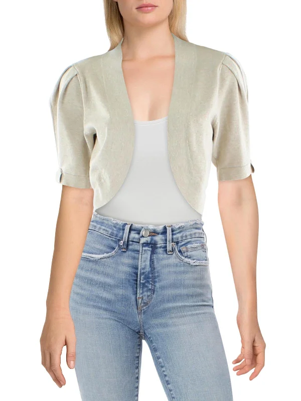 Womens Metallic Sleeve Bows Shrug Sweater